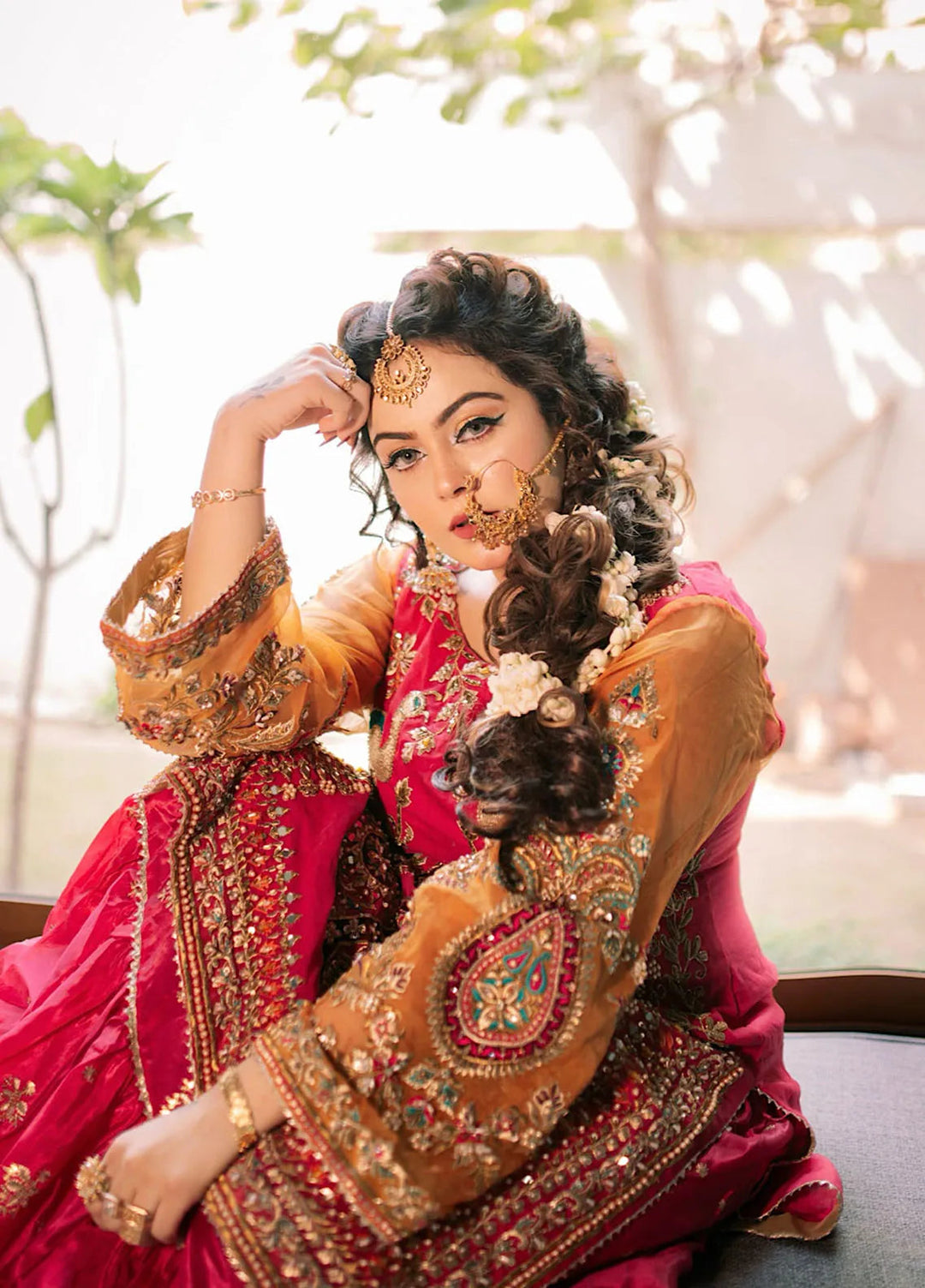 Fashion Corner Pret Embroidered Organza 3 Piece Dress Traditional Nikah Dress Shocking Pink