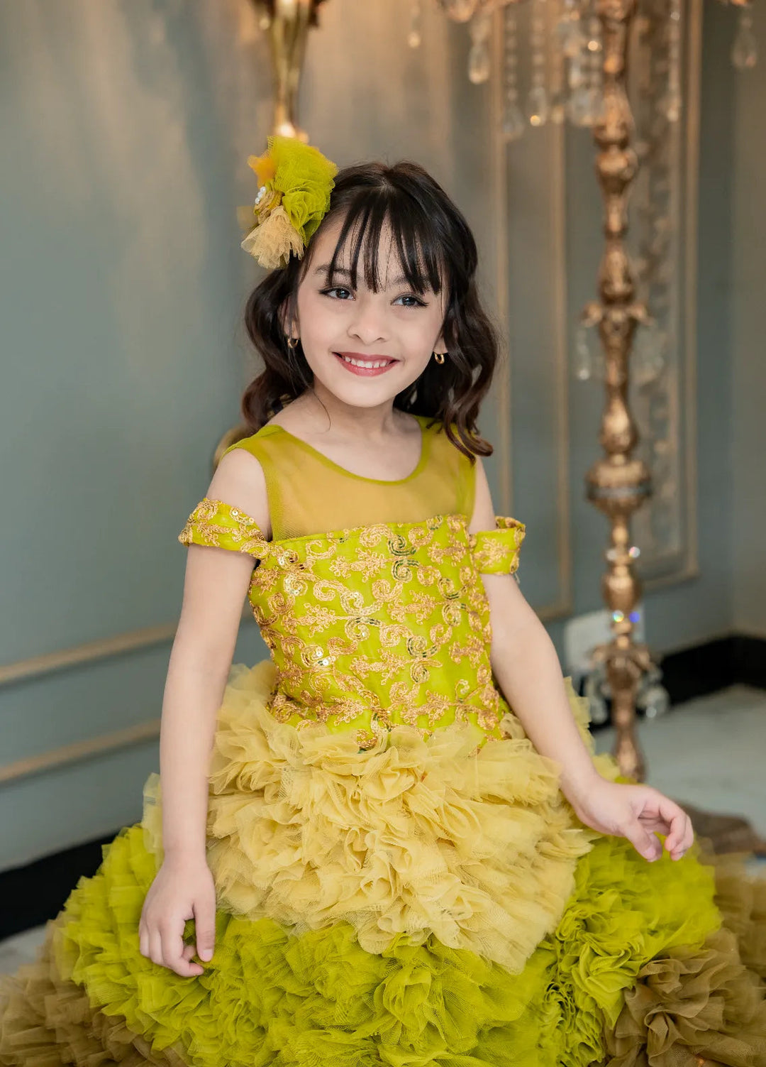 Fashion With Style Hub Pret Plain Net 1 Piece Mint Marvel Frock