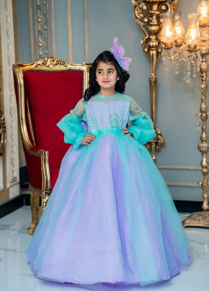 Fashion With Style Hub Pret Plain Net 1 Piece Periwinkle Frock