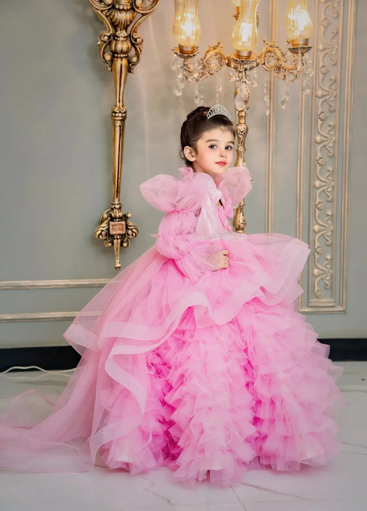 Fashion With Style Hub Pret Plain Net 1 Piece Petal Frock