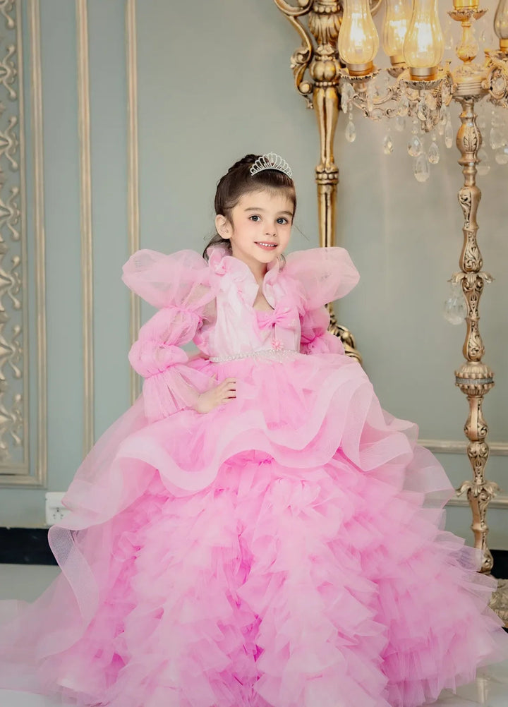 Fashion With Style Hub Pret Plain Net 1 Piece Petal Frock