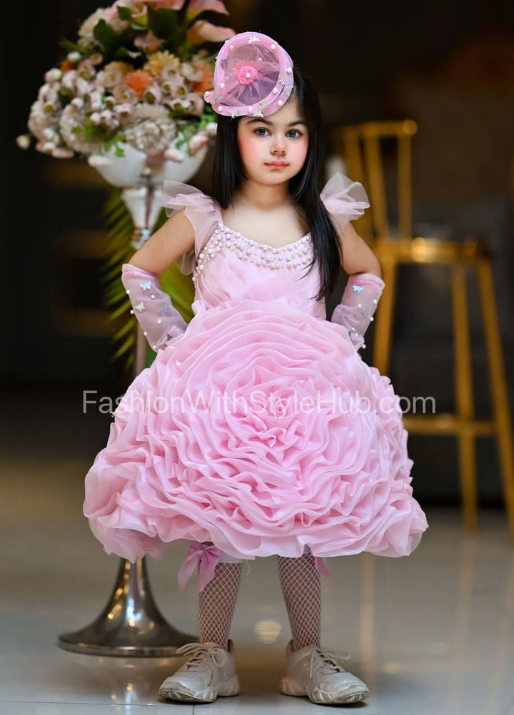 Fashion With Style Hub Pret Plain Net 1 Piece RoseMarry Frock