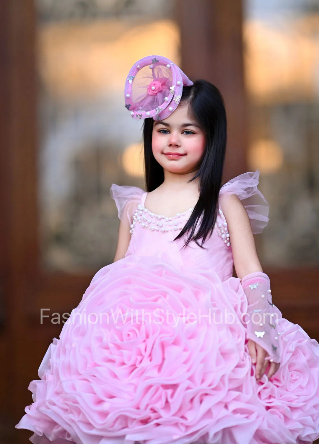 Fashion With Style Hub Pret Plain Net 1 Piece RoseMarry Frock