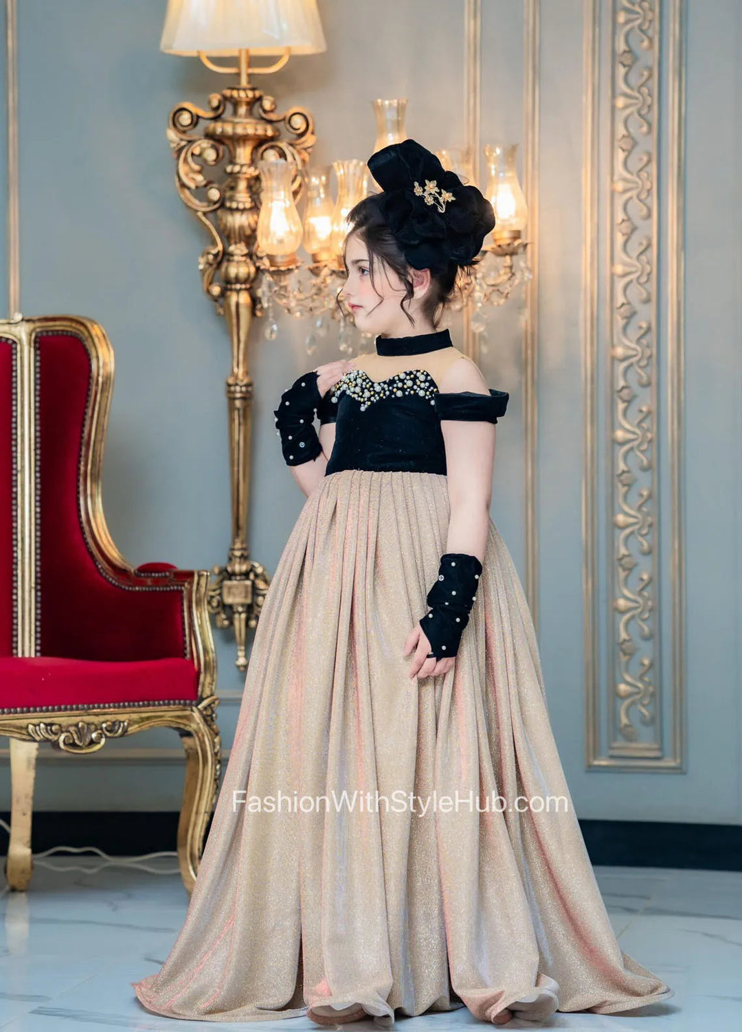 Fashion With Style Hub Pret Plain Velvet 1 Piece StarDust Frock