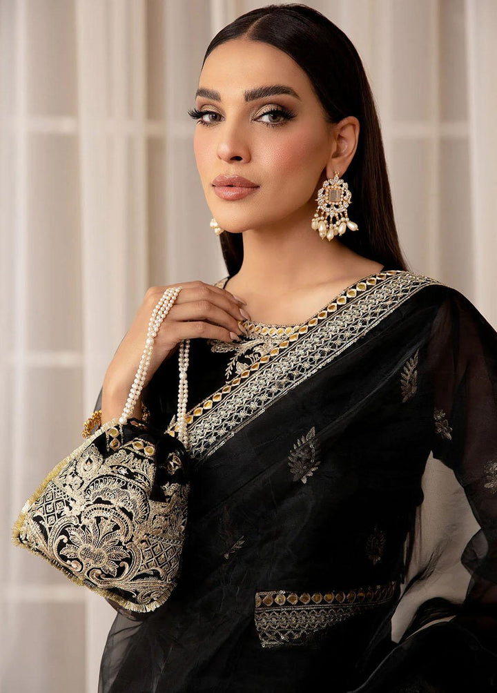 Fasl-e-Gul By Daud Abbas Embroidered Organza Suits Unstitched Saree DA23FG DA-FC-0005 Uns - Luxury Collection