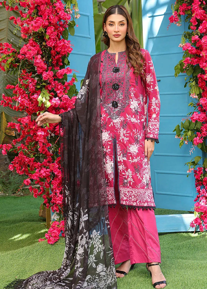 Faustina By Salitex Embroidered Cambric Suit Unstitched 3 Piece SUN24F UNS24AIZ023UT - Summer Collection