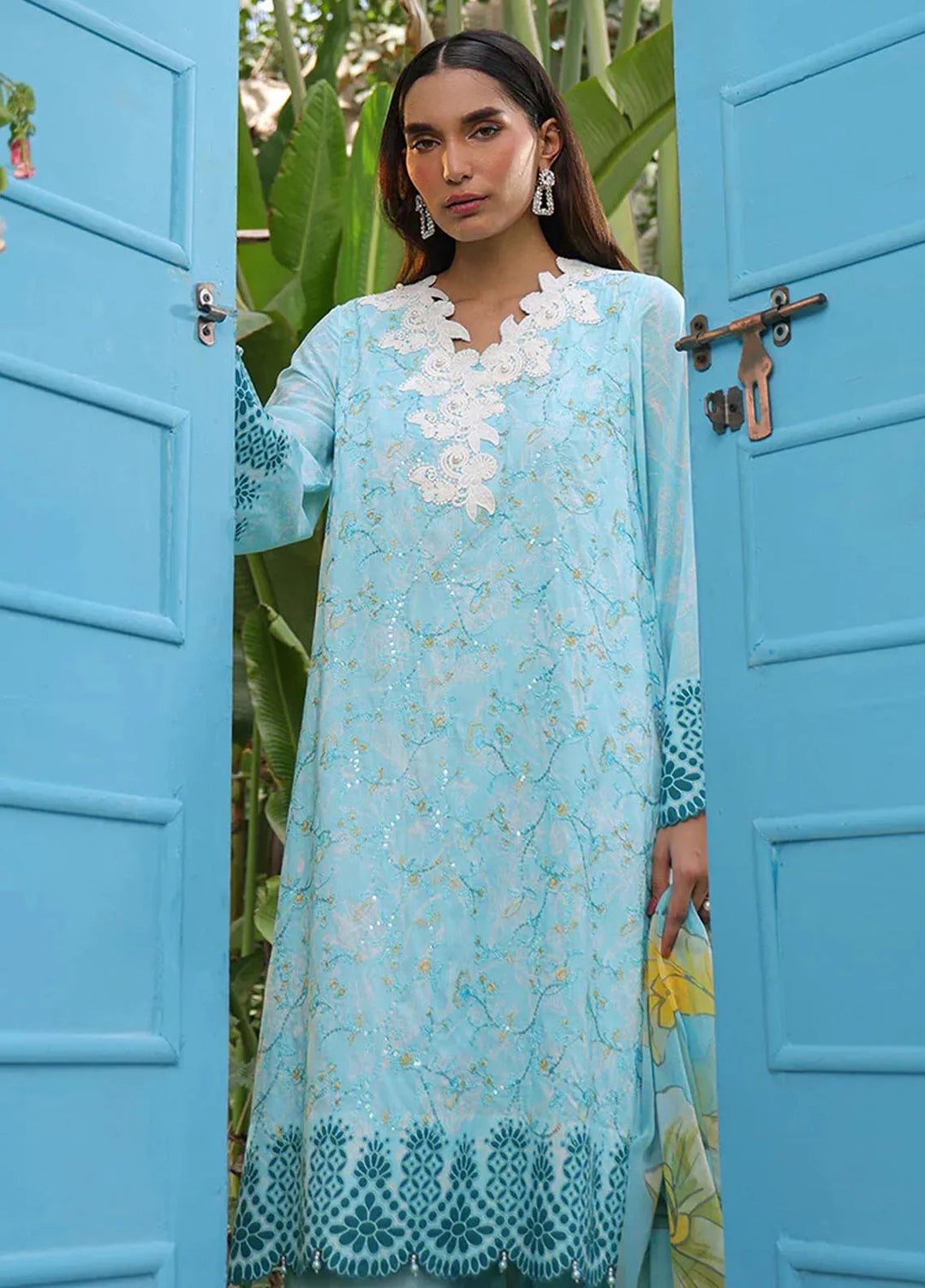 Faustina By Salitex Embroidered Cambric Suit Unstitched 3 Piece SUN24F UNS24AIZ027UT - Summer Collection
