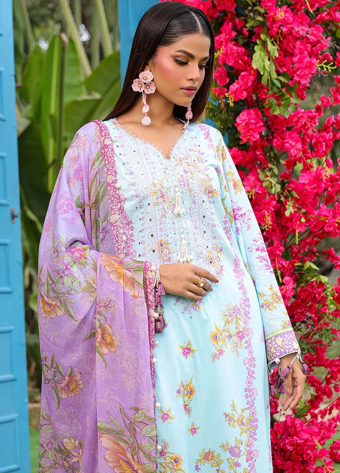 Faustina By Salitex Embroidered Cambric Suit Unstitched 3 Piece SUN24F UNS24AIZ032UT - Summer Collection