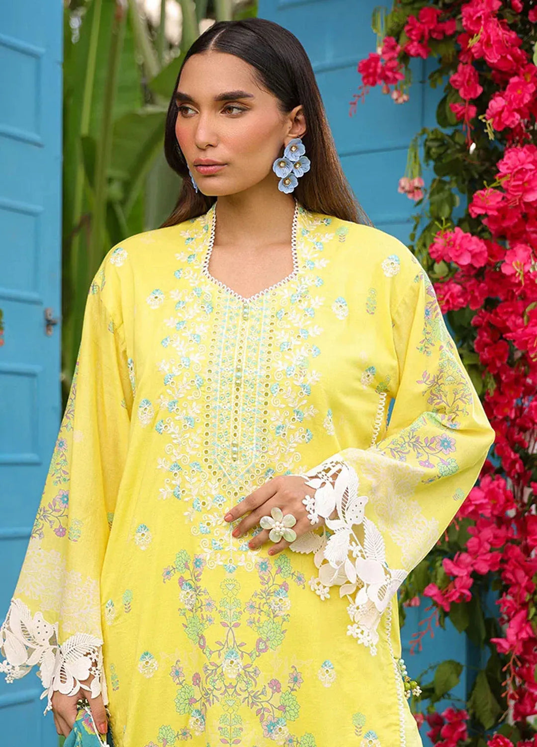 Faustina By Salitex Embroidered Cambric Suit Unstitched 3 Piece SUN24F UNS24AIZ033UT - Summer Collection