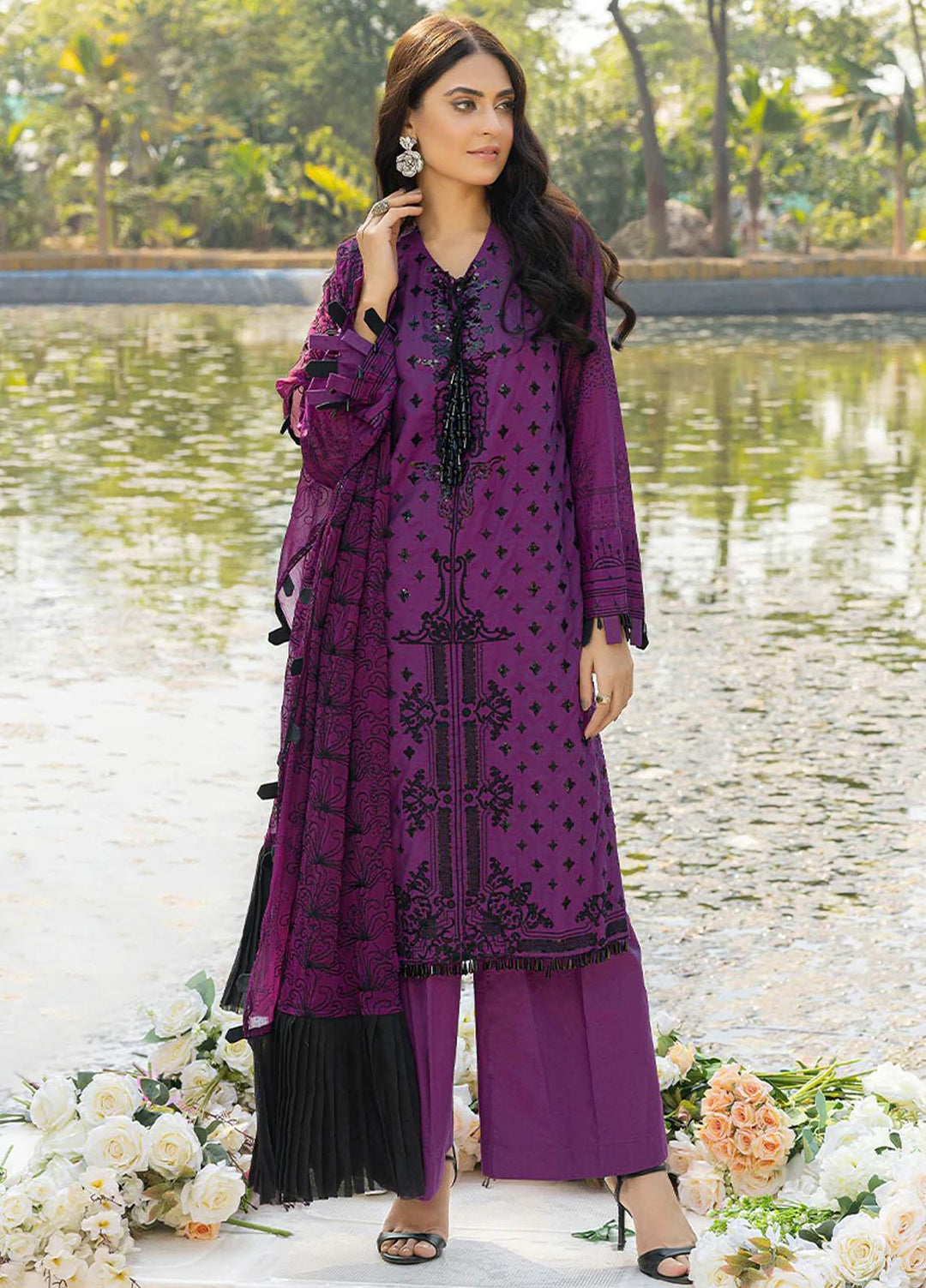 Faustina By Salitex Embroidered Lawn Suits Unstitched 3 Piece ST23F WK-01095BUT - Summer Collection