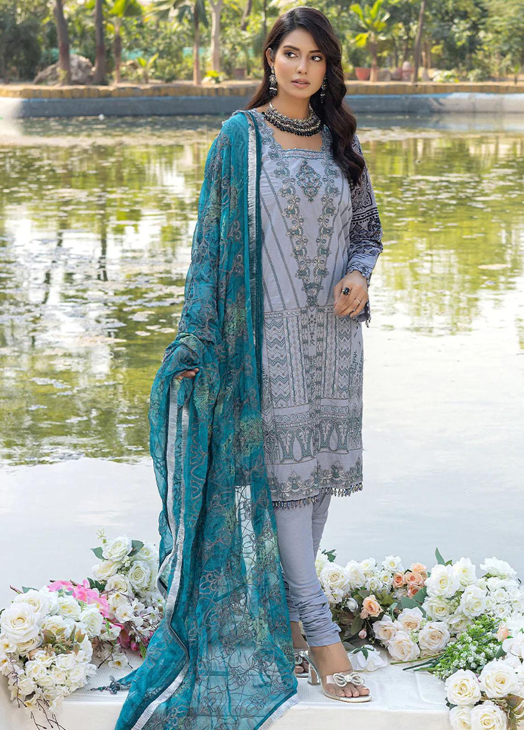 Faustina By Salitex Embroidered Lawn Suits Unstitched 3 Piece ST23F WK-01096AUT - Summer Collection