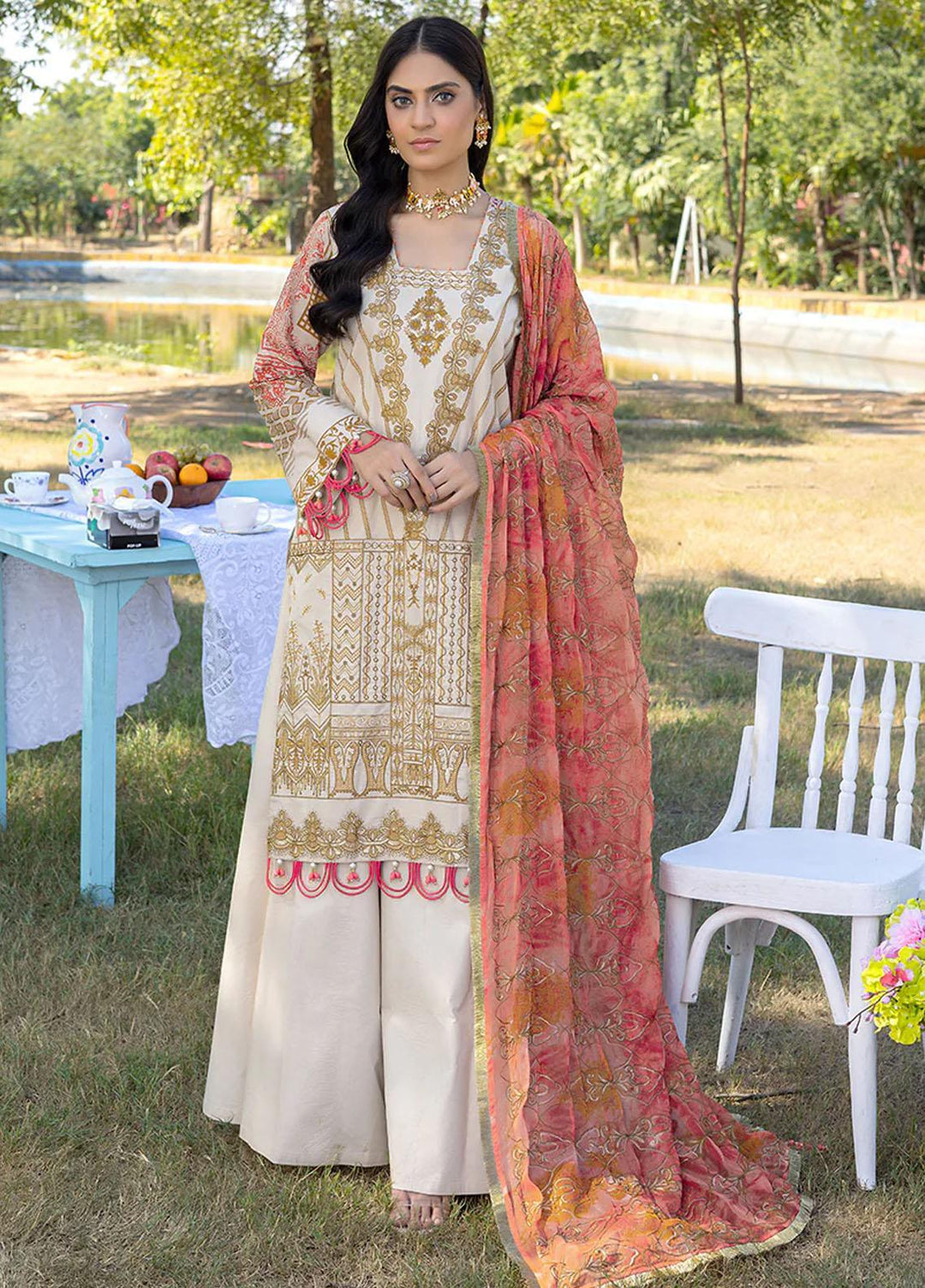 Faustina By Salitex Embroidered Lawn Suits Unstitched 3 Piece ST23F WK-01096BUT - Summer Collection