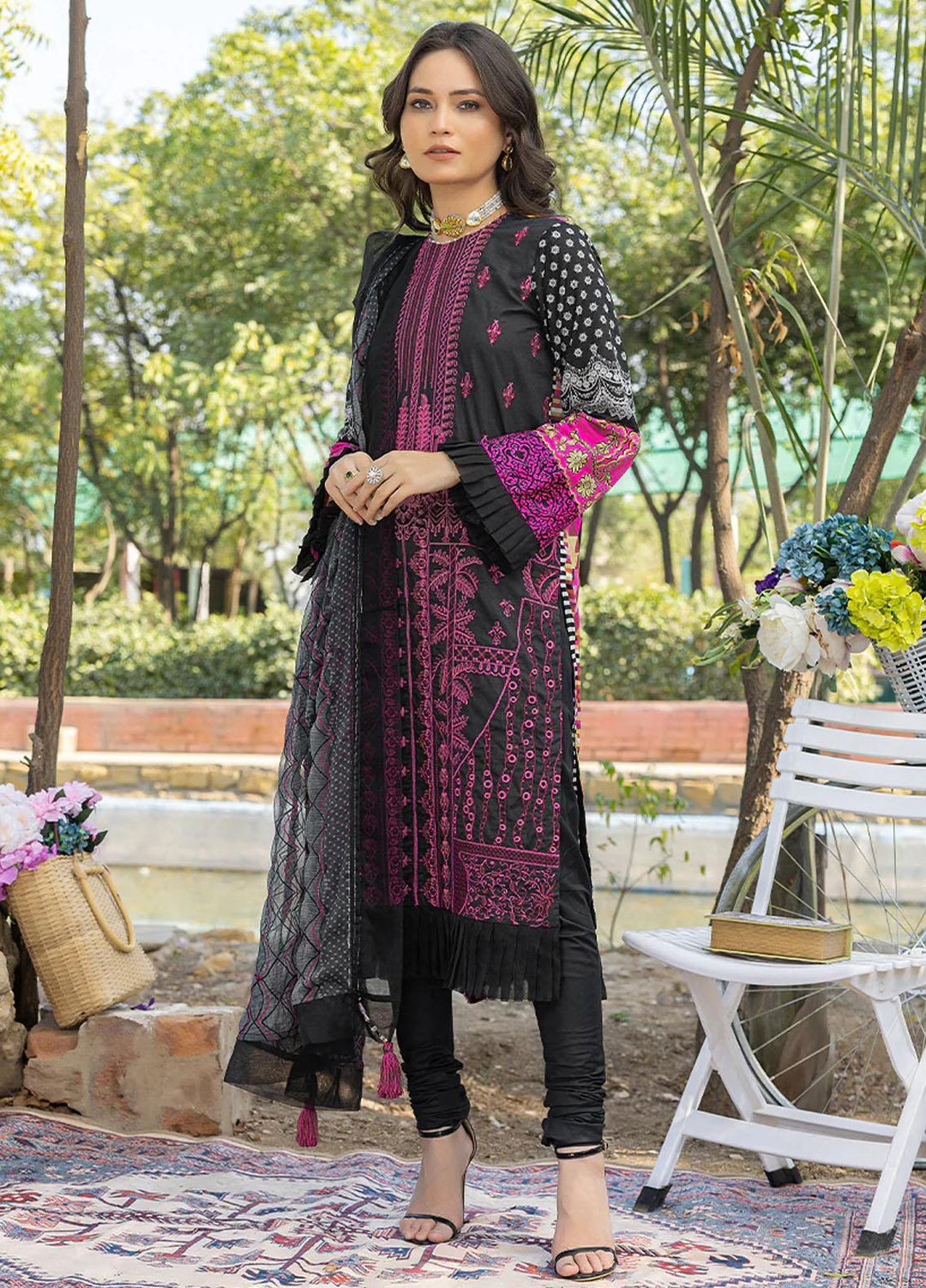 Faustina By Salitex Embroidered Lawn Suits Unstitched 3 Piece ST23F WK-01094AUT - Summer Collection