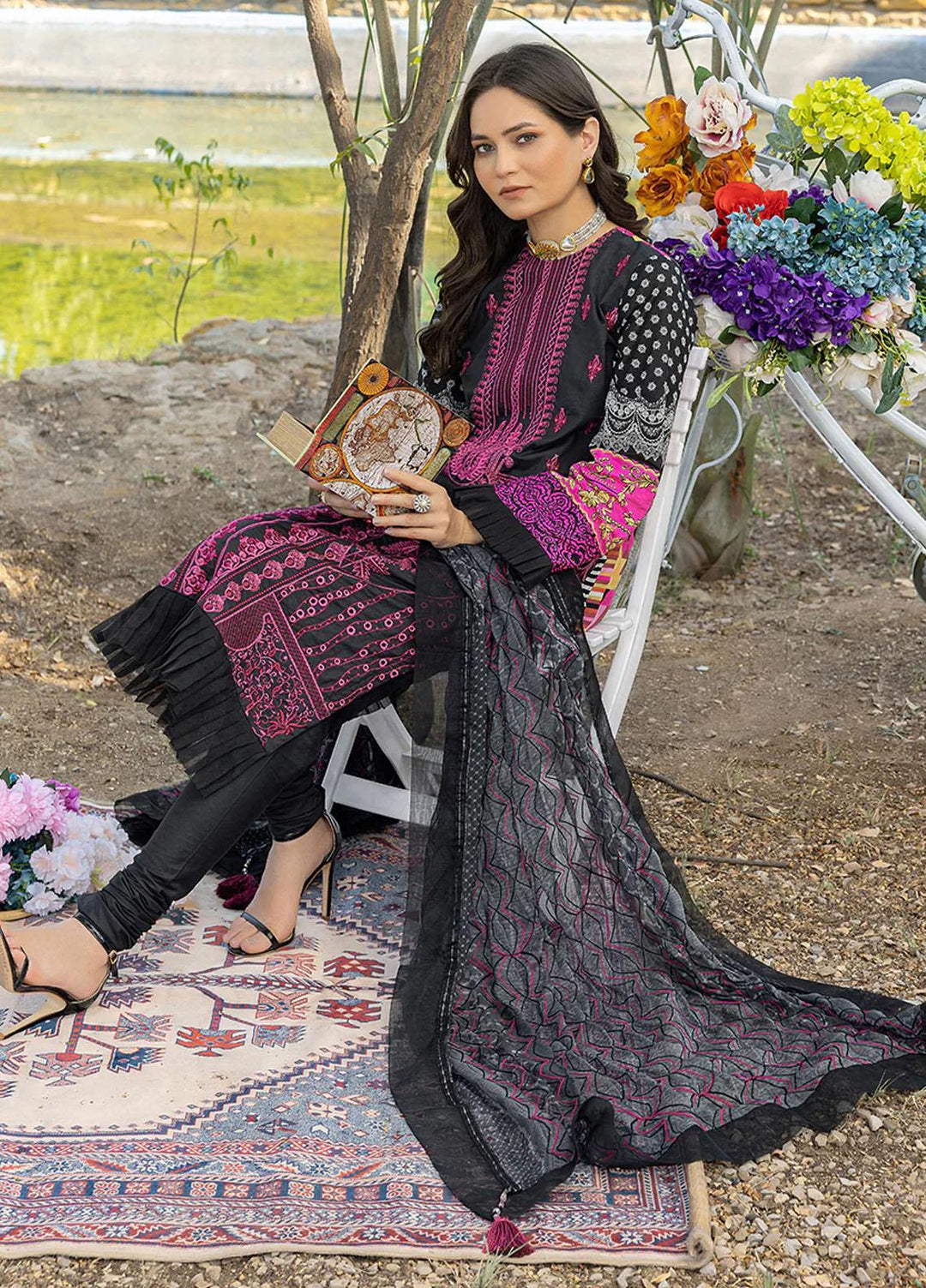Faustina By Salitex Embroidered Lawn Suits Unstitched 3 Piece ST23F WK-01094AUT - Summer Collection