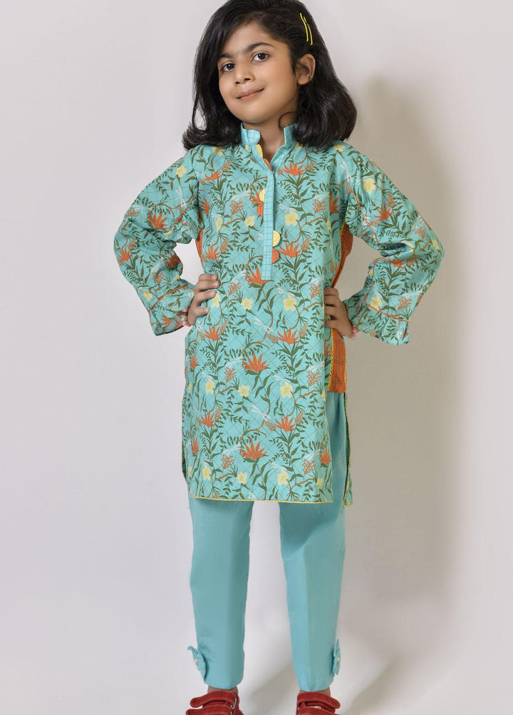 Fauve Lawn Fancy Pret Girls 2 Piece Suit -  FSFG-012 Aqua Blue