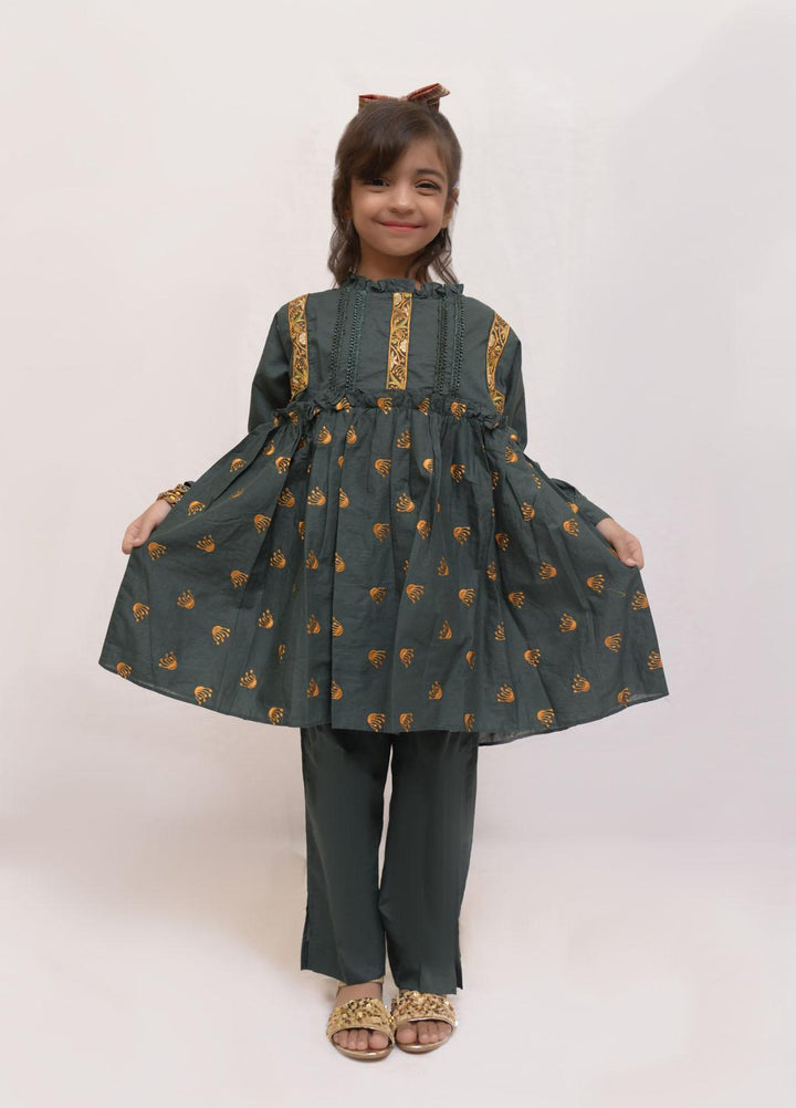 Fauve Cotton Semi Formal 2 Piece for Girls -  FSFG-039 TURTLE GREEN