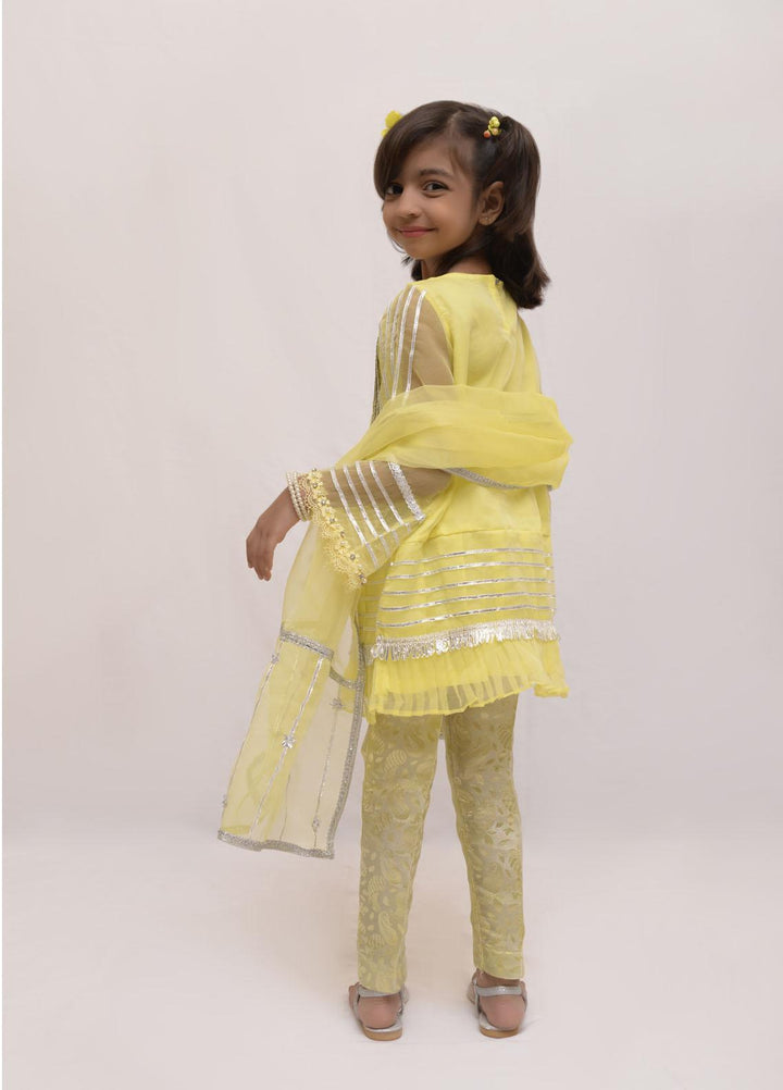 Fauve Organza Semi Formal Girls 3 Piece -  FFG-014 Cardamom YELLOW