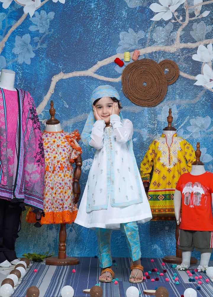 Fauve Chiffon Fancy Girls 3 Piece -  FFG-024 WHITE