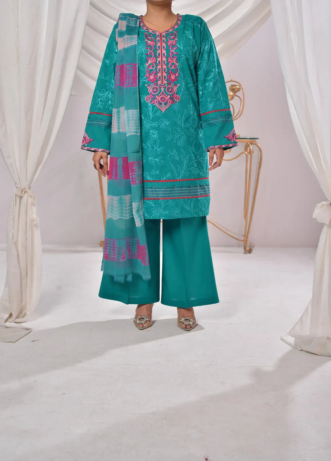 Fauve Pret Embroidered Cotton 3 Piece Suit NWSF - 007