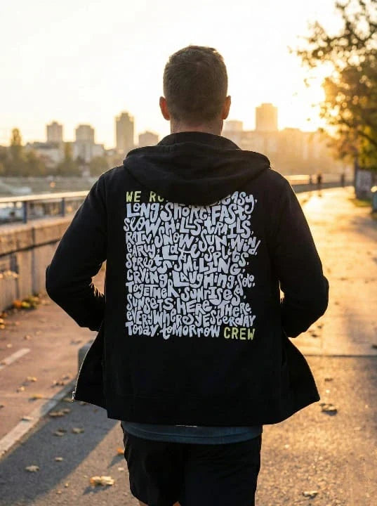 Urban Cut Unisex RTW Printed Fleece 1 Piece Suit Crew Words Hoodie Casual Collection