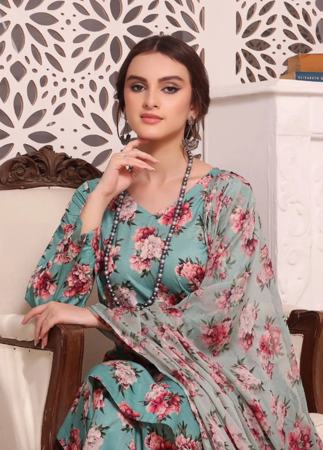 Feathers Pret Printed Lawn 3 Piece Suit Crimson Blush