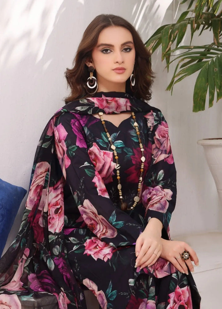 Feathers Pret Printed Lawn 3 Piece Suit Dark Mavue