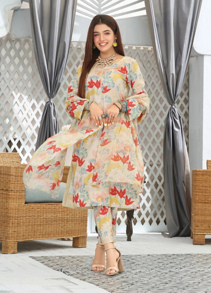 Feathers Pret Printed Lawn 3 Piece Suit Dastoor
