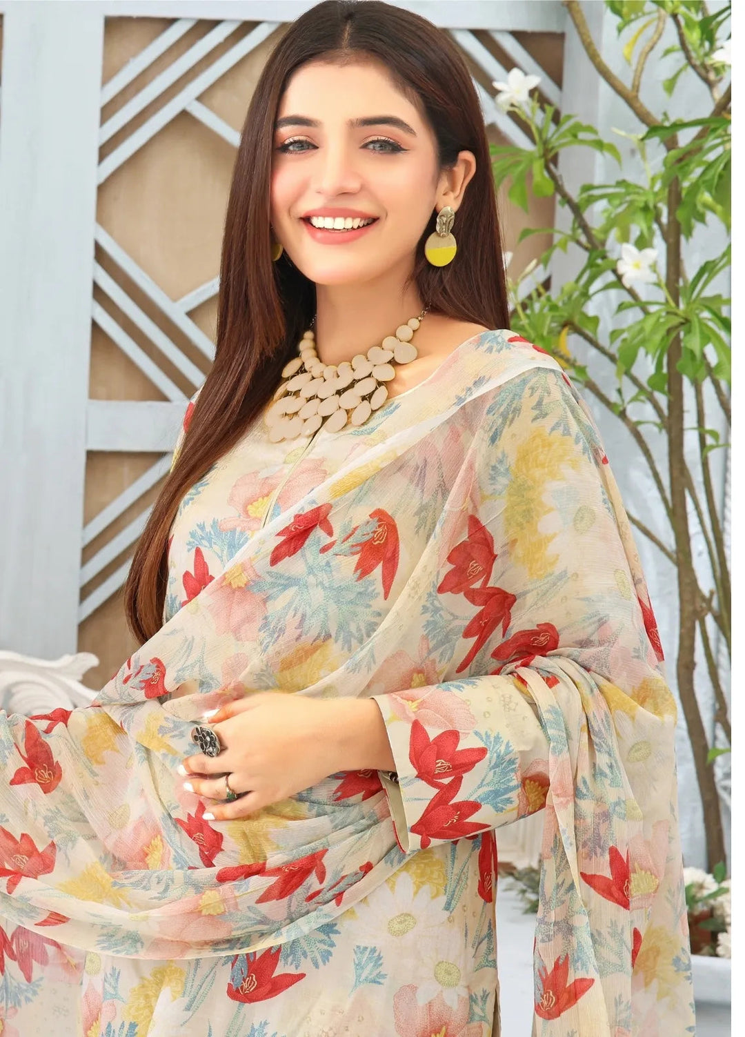 Feathers Pret Printed Lawn 3 Piece Suit Dastoor