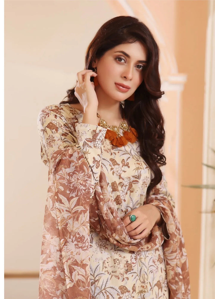 Feathers Pret Printed Lawn 3 Piece Suit Dusky