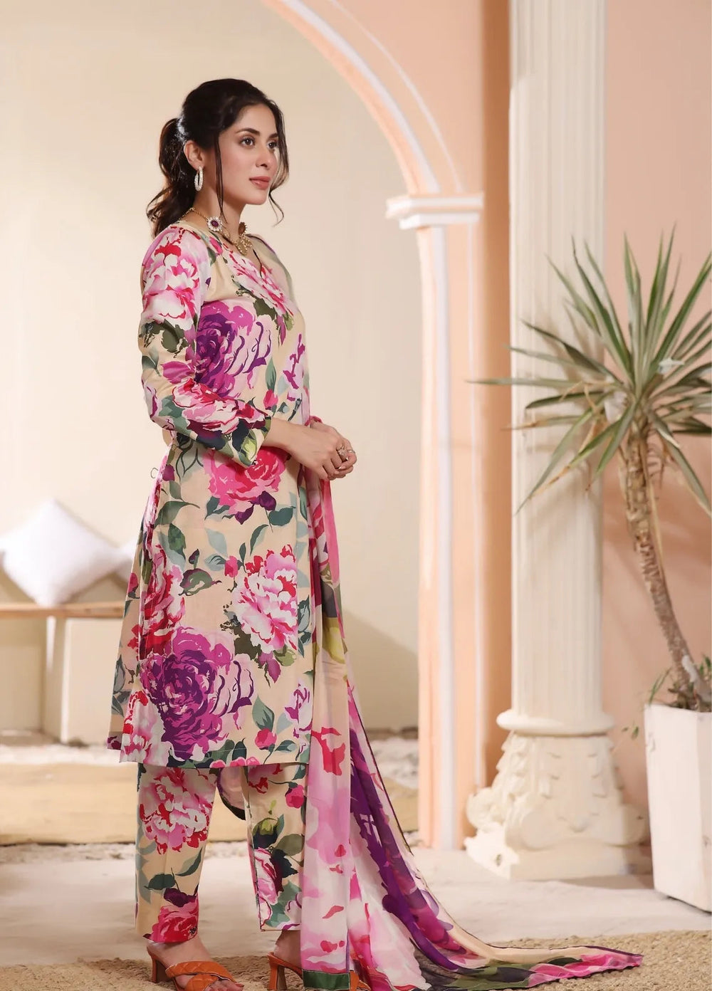 Feathers Pret Printed Lawn 3 Piece Suit Lemon Bunch