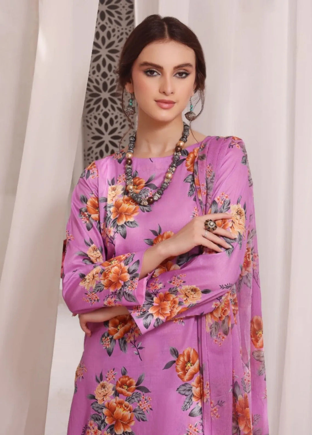 Feathers Pret Printed Lawn 3 Piece Suit Lilac Hint