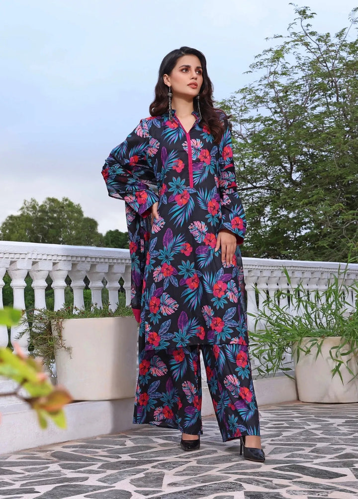 Feathers Pret Printed Lawn 3 Piece Suit Misty Bluebird