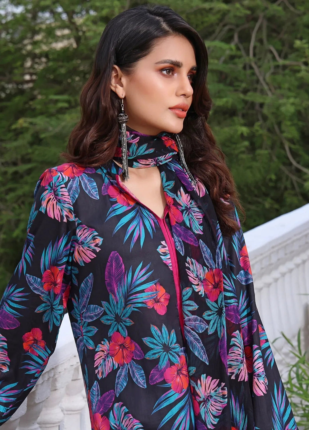 Feathers Pret Printed Lawn 3 Piece Suit Misty Bluebird