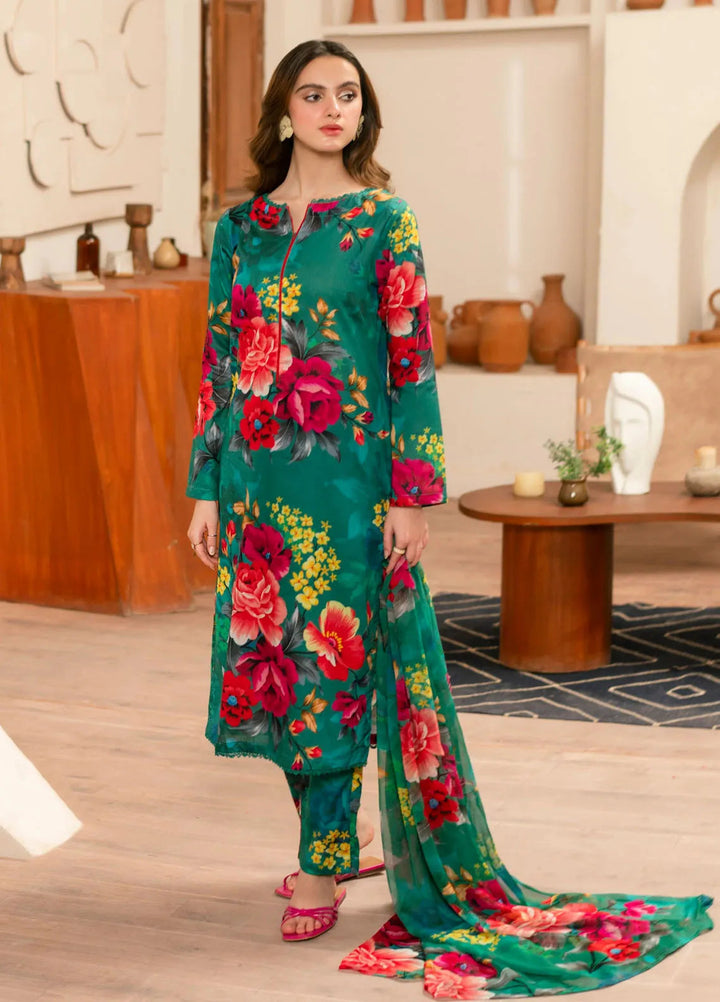 Feathers Pret Printed Lawn 3 Piece Suit Moss