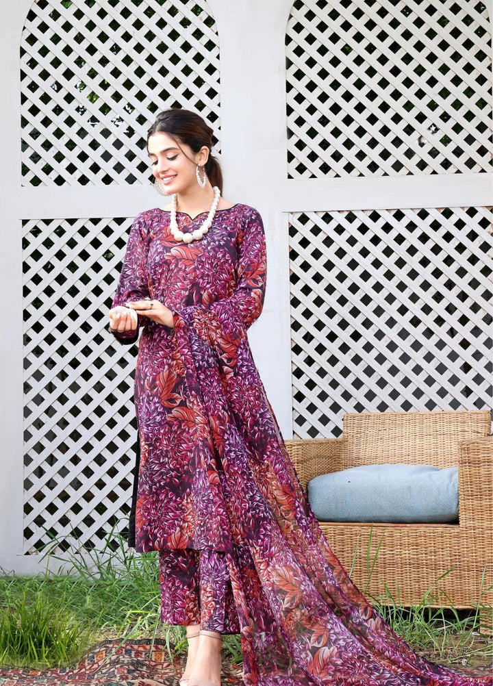 Feathers Pret Printed Lawn 3 Piece Suit Musk
