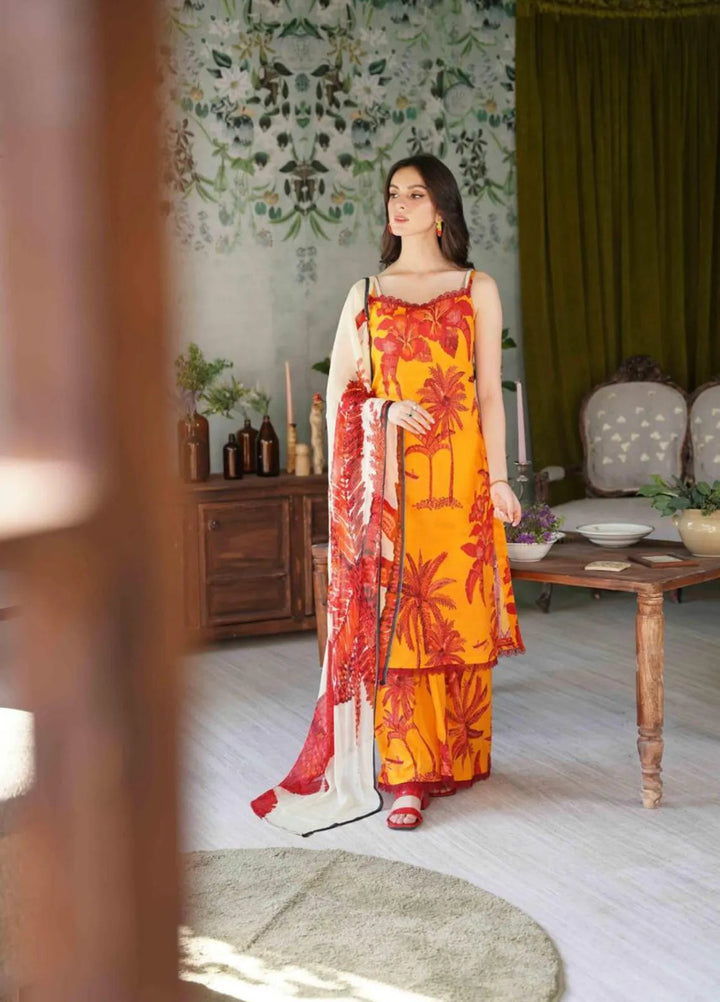 Feathers Pret Printed Lawn 3 Piece Suit Ochre