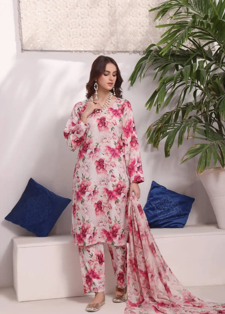 Feathers Pret Printed Lawn 3 Piece Suit Pastel Bow