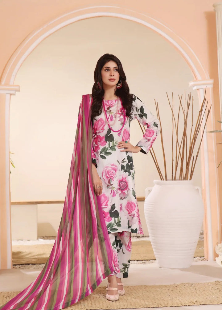 Feathers Pret Printed Lawn 3 Piece Suit Pastel Pink
