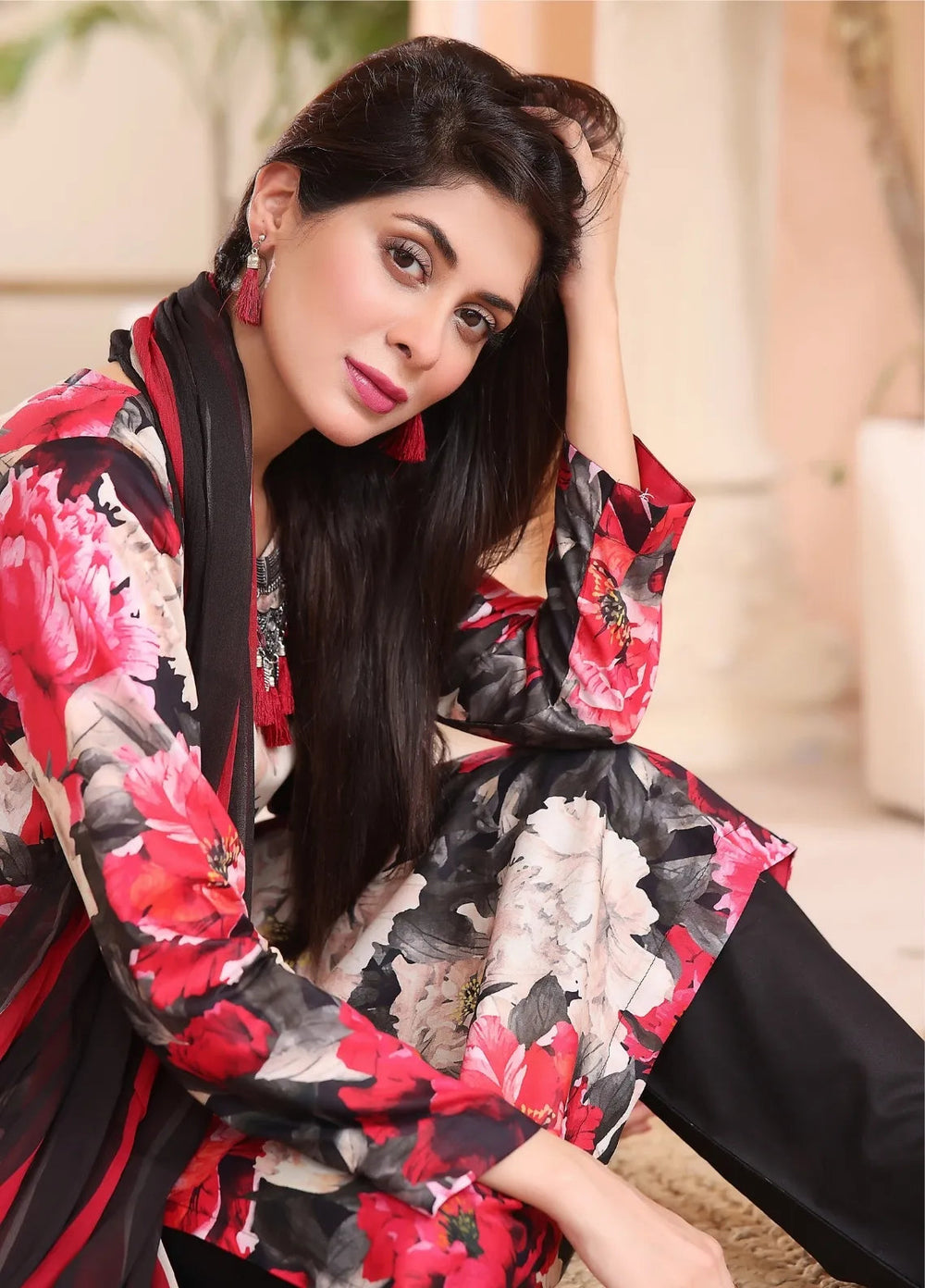 Feathers Pret Printed Lawn 3 Piece Suit Rosa