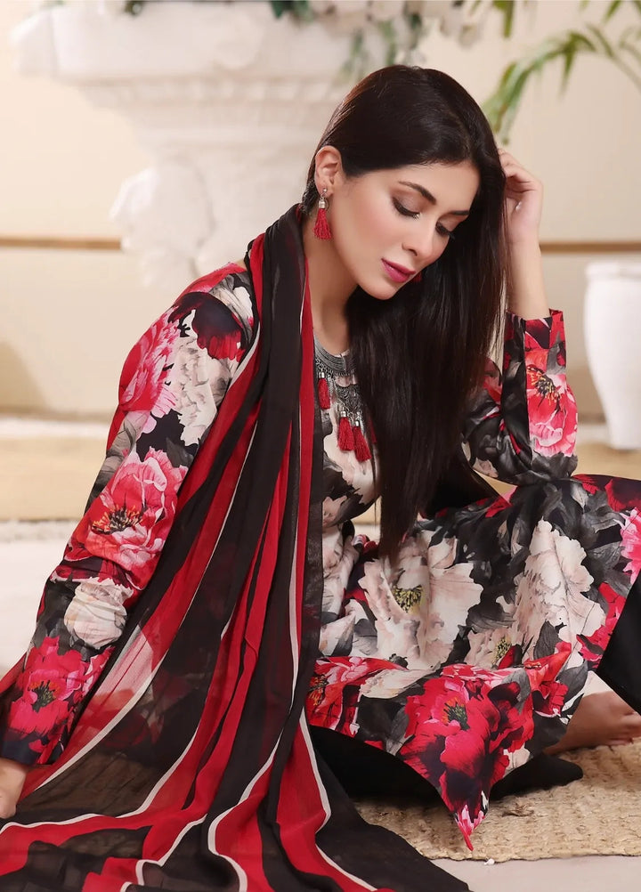 Feathers Pret Printed Lawn 3 Piece Suit Rosa