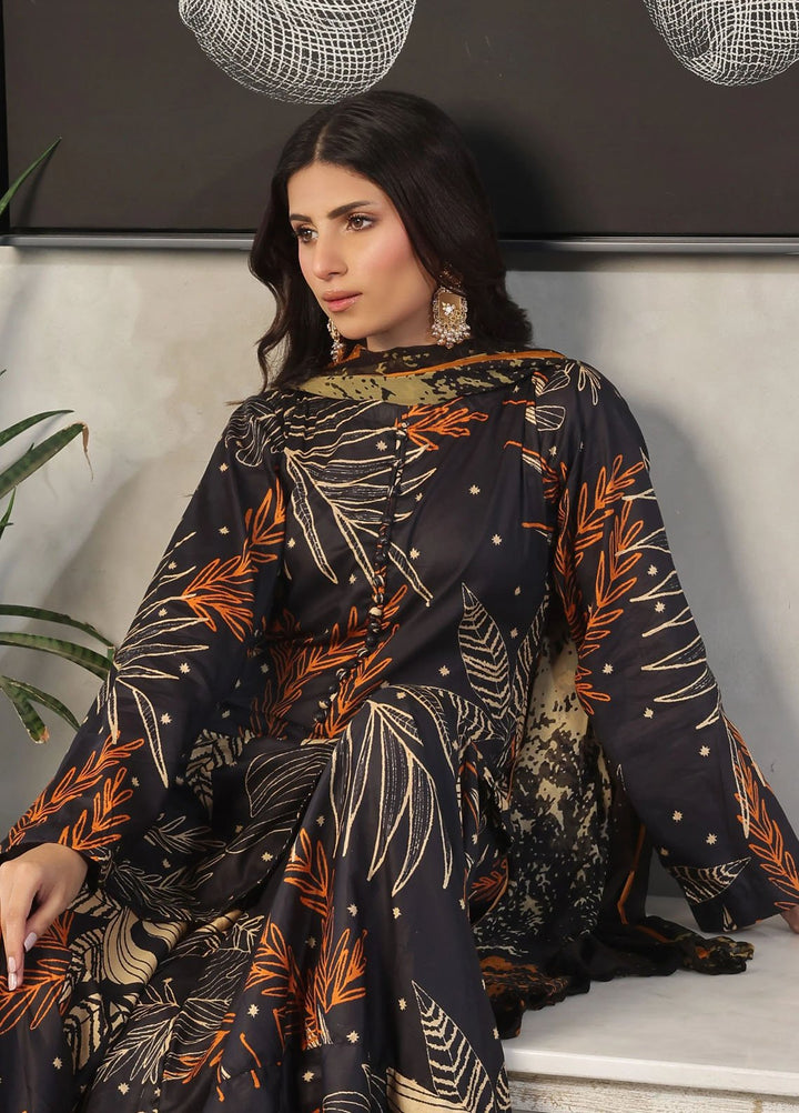 Feathers Pret Printed Lawn 3 Piece Suit Sable
