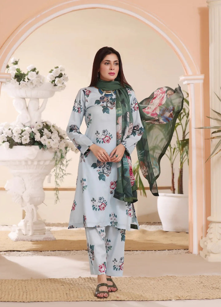 Feathers Pret Printed Lawn 3 Piece Suit Sandy Veil-Ft227