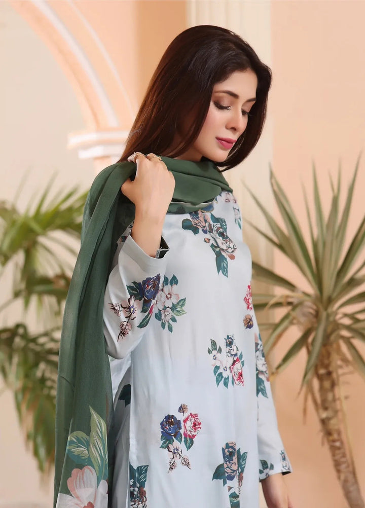 Feathers Pret Printed Lawn 3 Piece Suit Sandy Veil-Ft227