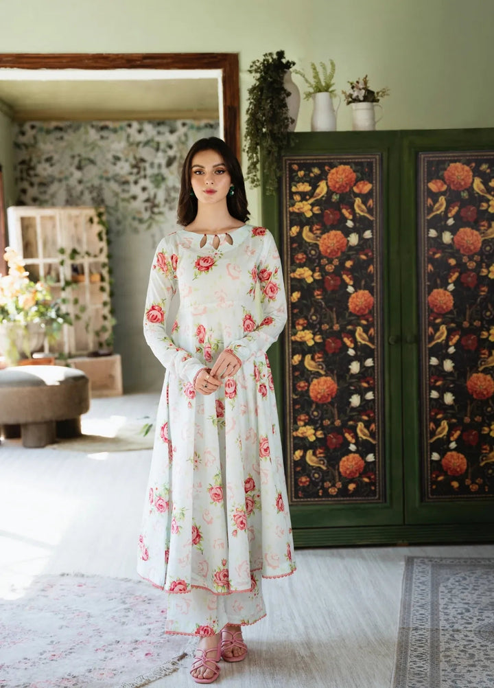 Feathers Pret Printed Lawn 3 Piece Suit Snowhite