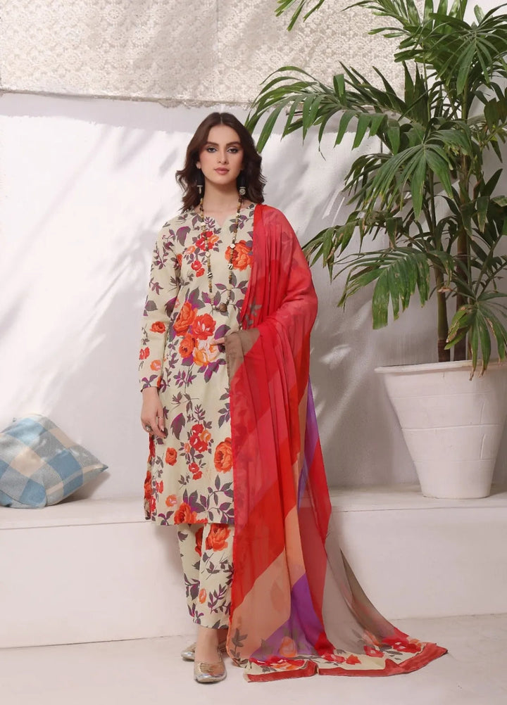 Feathers Pret Printed Lawn 3 Piece Suit Vibrant Flick