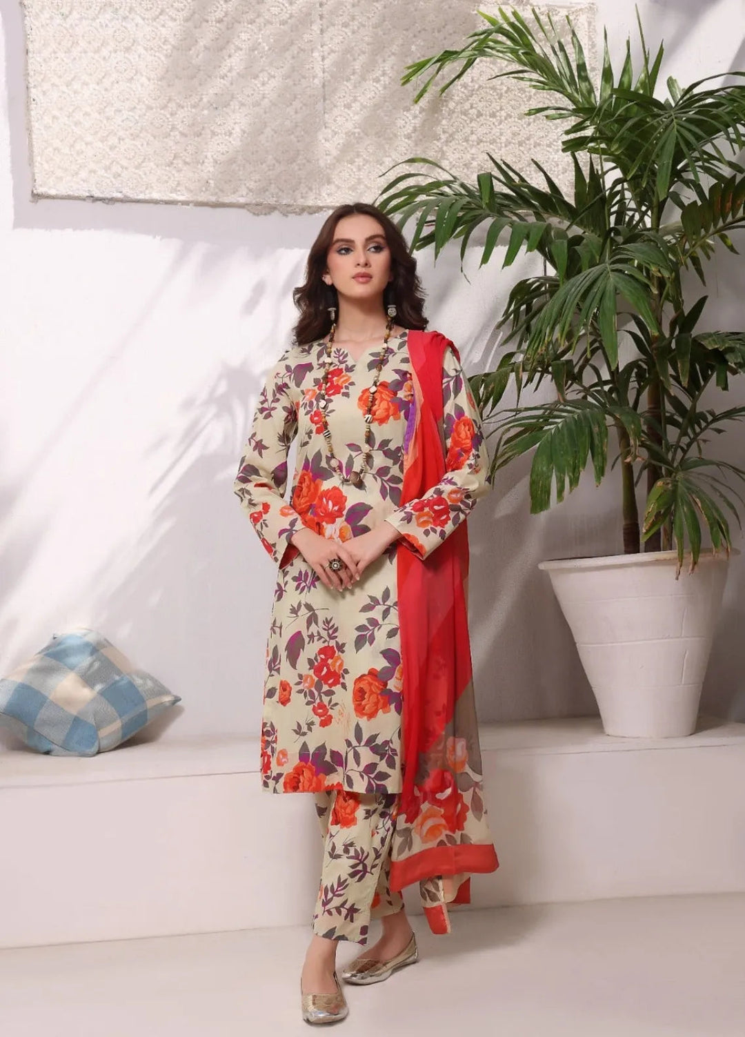 Feathers Pret Printed Lawn 3 Piece Suit Vibrant Flick