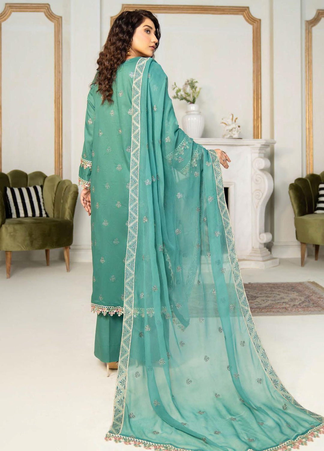 Feroza Embroidered Lawn Suits Unstitched 3 Piece FZ23LL-2 D-01 - Luxury Collection