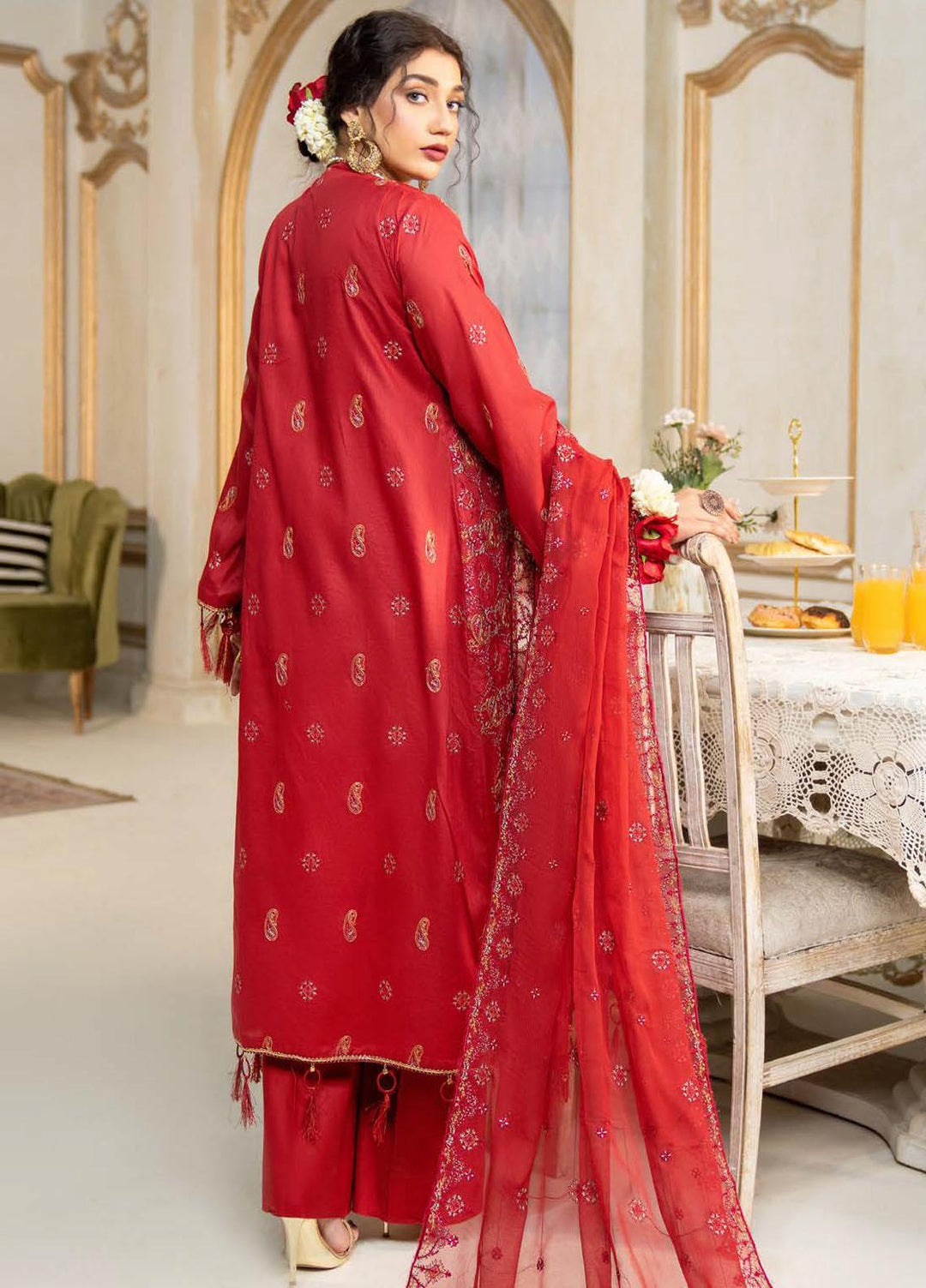 Feroza Embroidered Lawn Suits Unstitched 3 Piece FZ23LL-2 D-02 - Luxury Collection