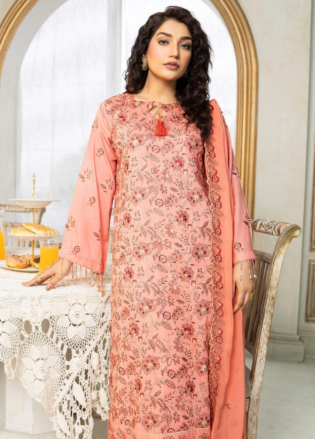 Feroza Embroidered Lawn Suits Unstitched 3 Piece FZ23LL-2 D-08 - Luxury Collection