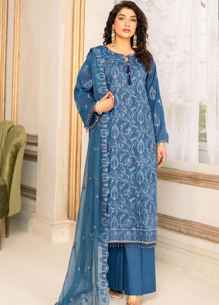Feroza Embroidered Lawn Suits Unstitched 3 Piece FZ23LL-2 D-09 - Luxury Collection